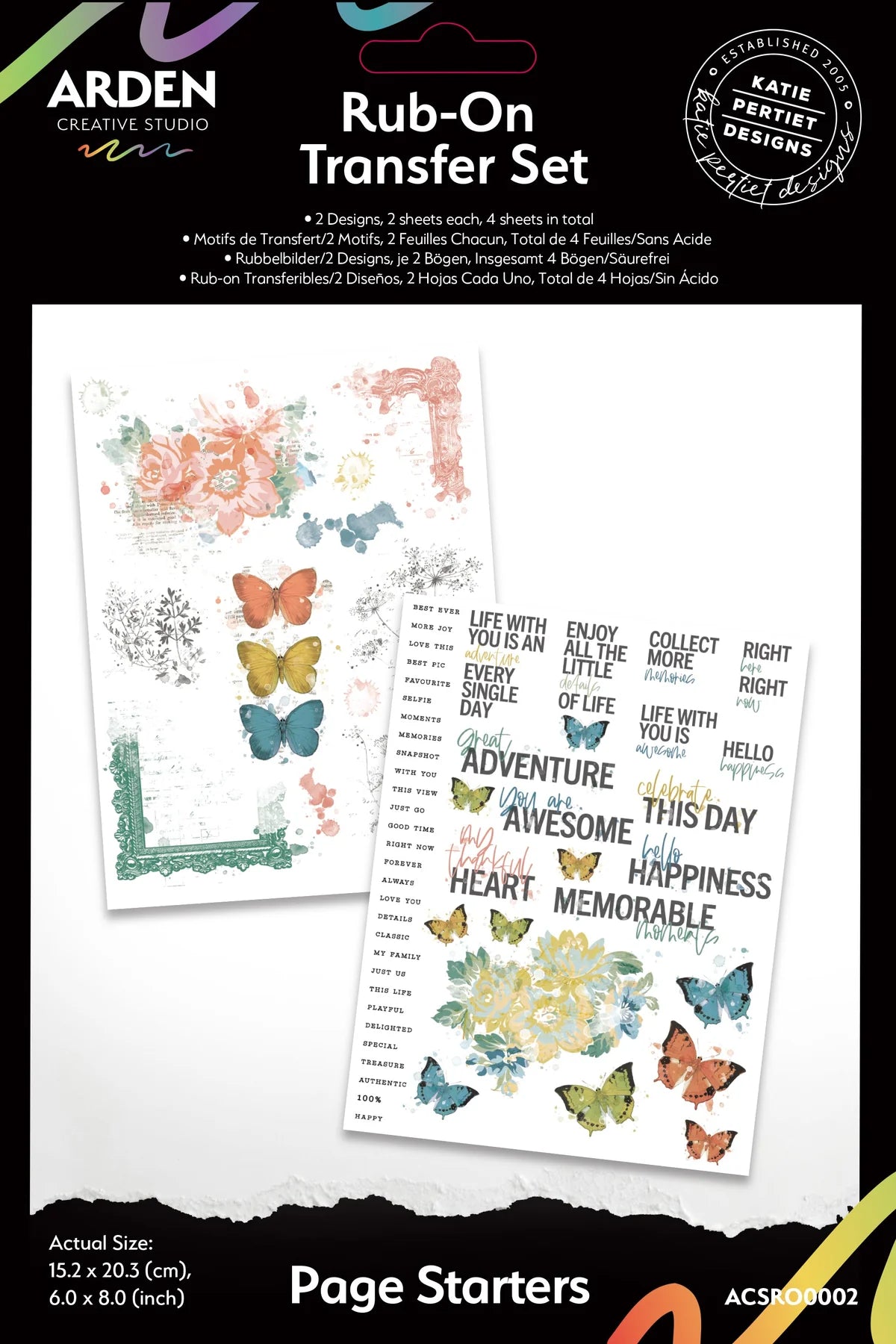 Arden Creative Studio Page Starters 6 x 8 Rub-On Transfer Set